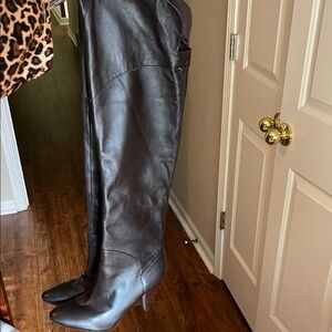 Elegant Brown Leather Over-the-Knee Boots